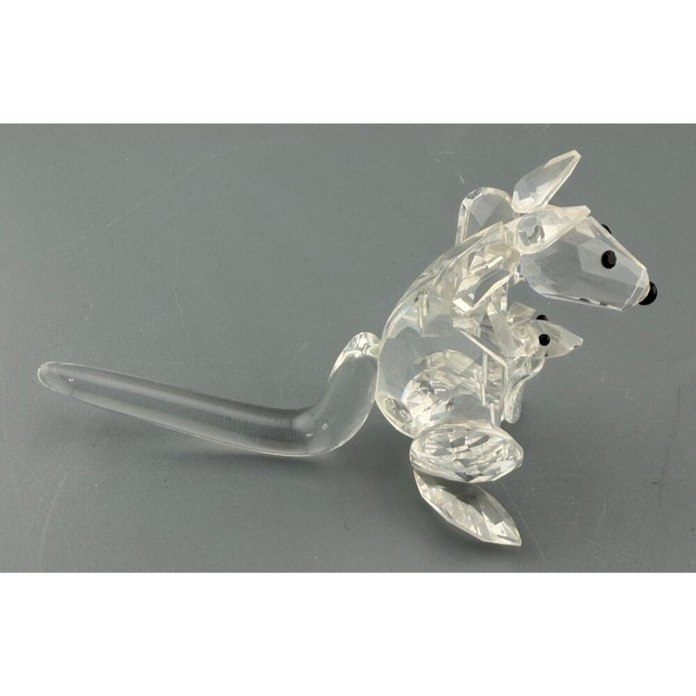Crystal Zoo Austrian Crystal Kangaroo with Baby Signed ZOO 1982 Figurine